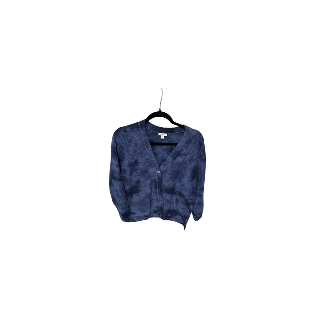 Pure Jill J. Jill Womens Blue Tie Dye‎ Cotton Knit Cardigan Sweater Size S